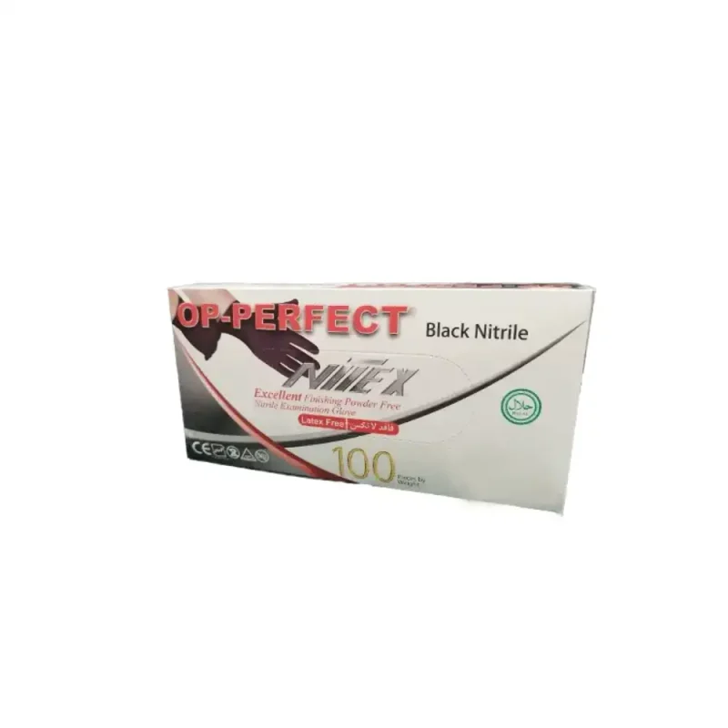 دستکش نیتریل مشکی op سایز M بسته 100 عددی