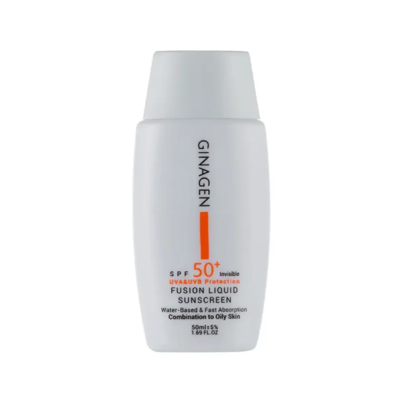 ضد آفتاب بی رنگ ژیناژن پوست چرب SPF50 مدل Fusion liquid