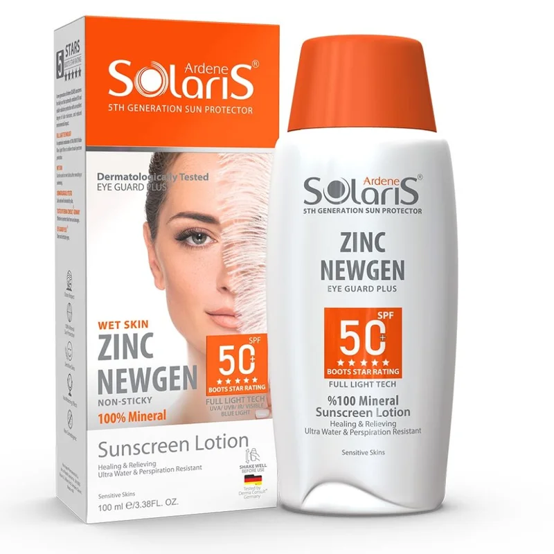 لوسیون ضد آفتاب آردن سولاریس SPF50 مدل Zinc Newgen حجم 100m