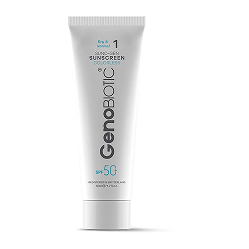 کرم ضد آفتاب ژنوبایوتیک بی رنگ مدل سانو ژن SPF 50