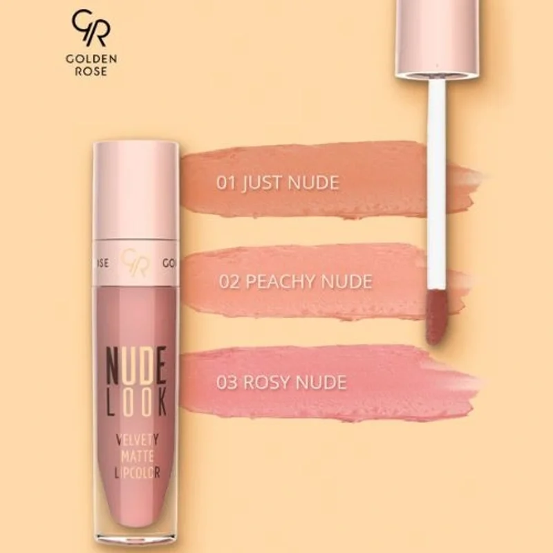 خرید رژ لب مایع گلدن رز Nude Look رنگ Peachy Nude کد 02