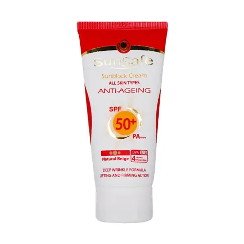 کرم ضد آفتاب و ضد چروک سان سیف SPF50 رنگ بژ طبیعی