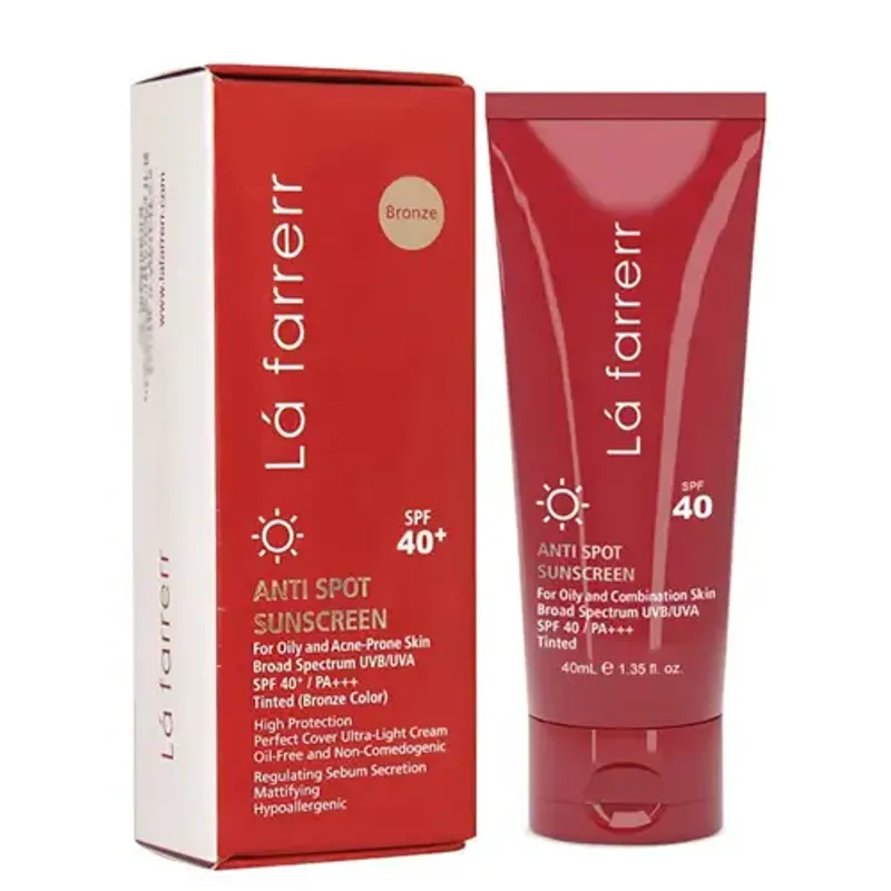 کرم ضد آفتاب و ضدلک رنگی برنز لافارر SPF40 پوست چرب