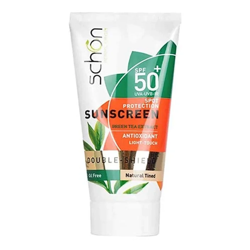 کرم ضد آفتاب شون رنگی طبیعی دابل شیلد SPF50 فاقد چربی