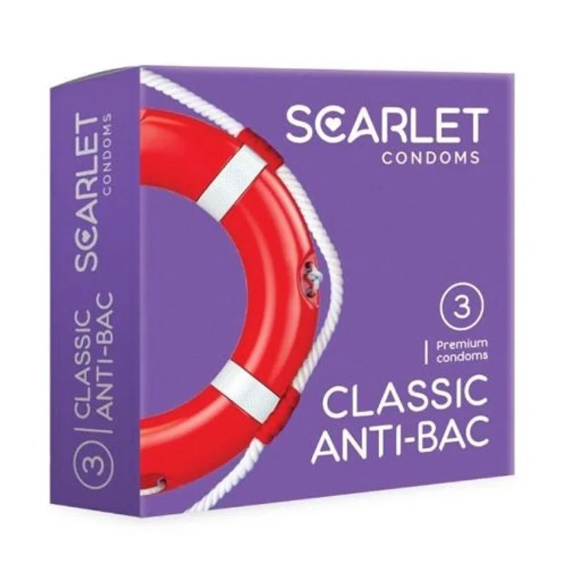 کاندوم کلاسیک آنتی باکتریال اسکارلت 3عددی CLASSIC ANTI-BAC