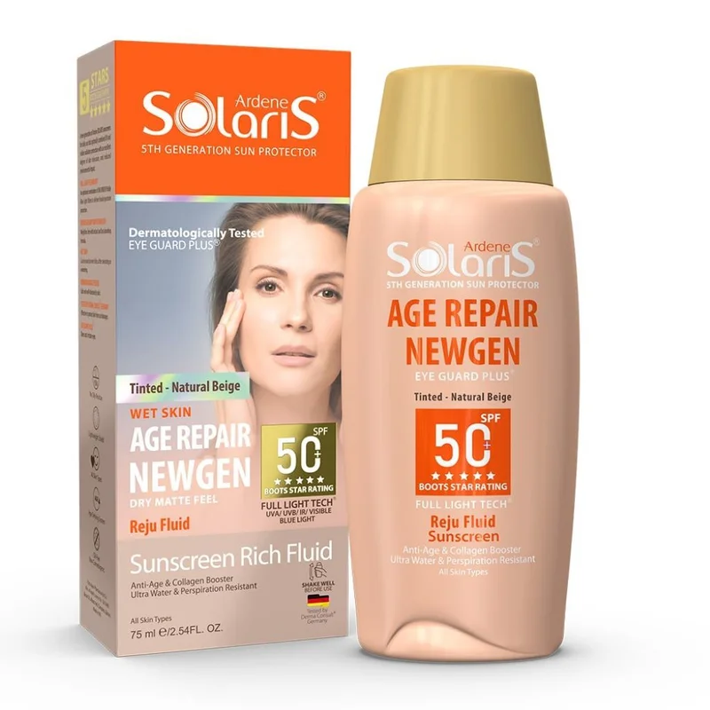 ضد آفتاب فلوئیدی آردن سولاریس SPF50 مدل Age Repair Newgen بژ طبیعی