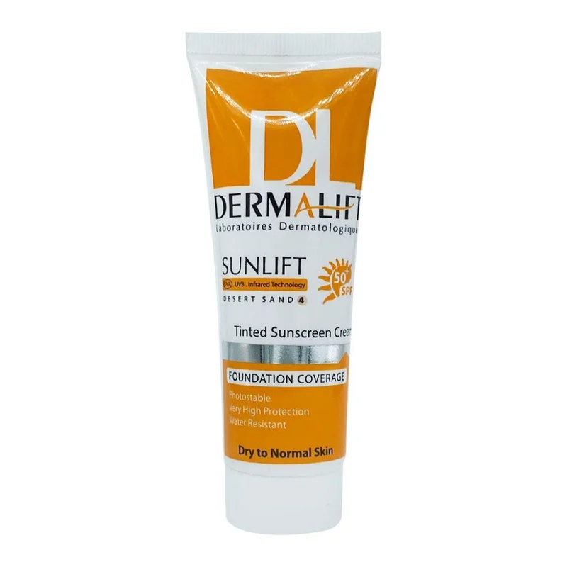 کرم ضد آفتاب رنگی درمالیفت SPF50 پوست خشک و معمولی رنگ شنی کد 04