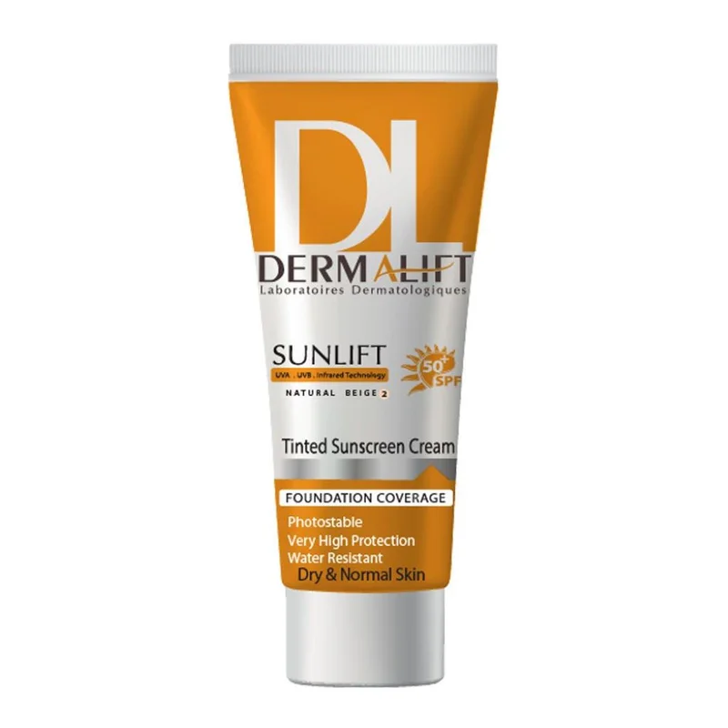 کرم ضد آفتاب رنگی درمالیفت SPF50 پوست خشک و معمولی رنگ بژ طبیعی کد 02