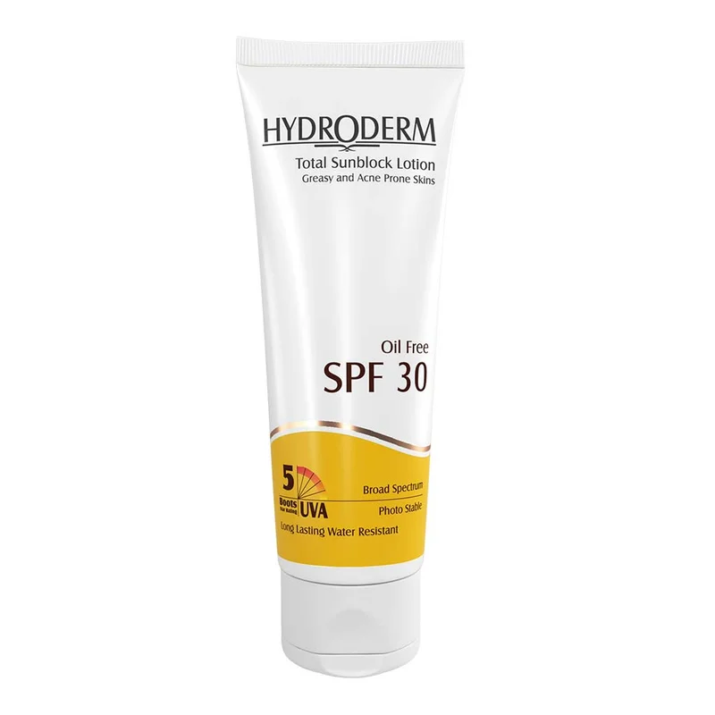 لوسیون ضد آفتاب بی رنگ هیدرودرم فاقد چربی SPF30