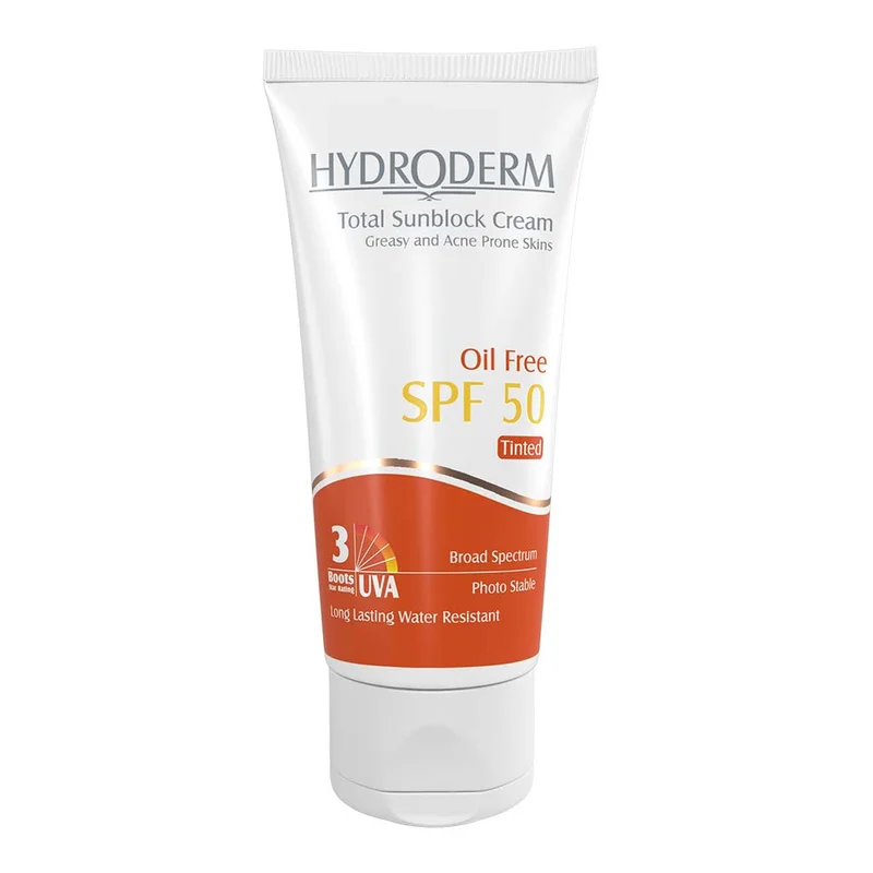 كرم ضد آفتاب هیدرودرم SPF50 فاقد چربی رنگی