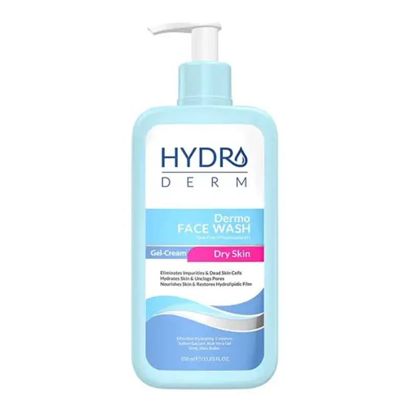 ژل شستشوی صورت هیدرودرم پوست خشک و حساس پمپی 350ml