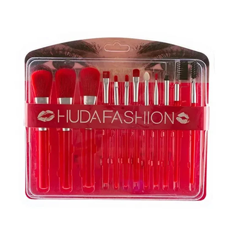 ست براش 12 عددی مدل Huda Fashion رنگ قرمز