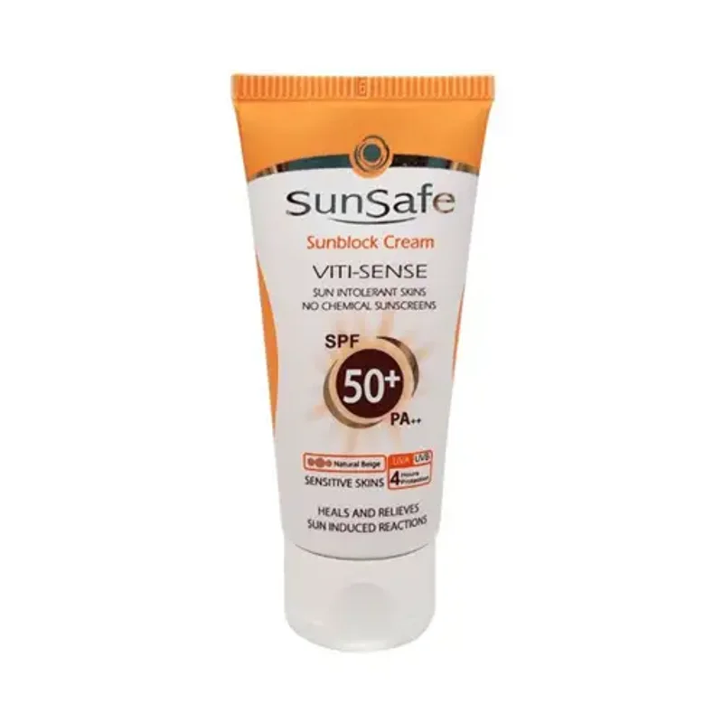 ضد آفتاب سان سیف رنگی پوست حساس SPF 50 بژ طبیعی