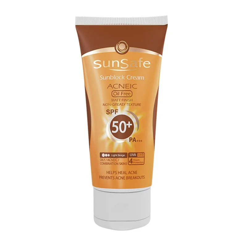 کرم ضد آفتاب رنگی سان سیف فاقد چربی SPF50 بژ روشن